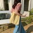 Canvas Vertical Stripes Shoulder Bag