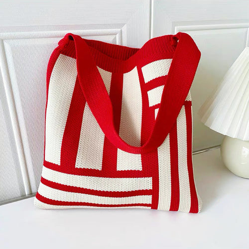 Geometric Line Knitted Bag