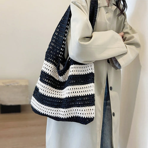 Wide Stripe Crochet Bag