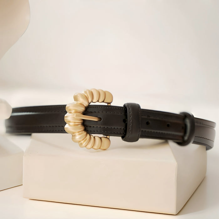 Hebilla de cinturón con concha de metal dorado