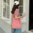 Canvas Vertical Stripes Shoulder Bag
