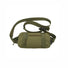 Olive green utility mini belt bag showing the front zipper detail.