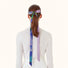 Model wearing a polyester scarf in purple, great for office layering and commuting.