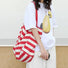 Stripe Textured Canvas Tote Bag
