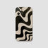Black and white wavy acrylic iPhone case with precise camera cutouts. Minimalist monochromatic design for iPhone.