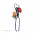 Cute Butter Bear bag charm with blue rope, heart-shaped alloy keyring, and red tag.