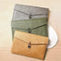 Front view of 3 colors of Buttoned Envelope Laptop Sleeve bag, ideal for errands and gifting.