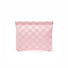 Pink checkered self-closing storage bag, wide size; soft woven pouch for organizing cosmetics and accessories.