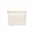 White checkered self-closing storage bag, wide size; soft woven pouch for travel packing and makeup.