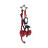 Front view of Red PU leather cherry bag charm with a star keyring and dark blue strap, great for everyday styling.
