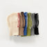 Six colors of knitted acrylic-cotton balaclava hats, each featuring contrasting colored edges.