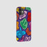 Vibrant colorful funny face pattern on purple background silicone case. Fun expressive accessory for Gen-Z.