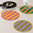 Angled view of Colorful Striped Coaster/Hot Pad in various sizes and patterns.