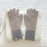 Khaki contrast striped gloves with bold bands and ribbed cuff; warm knit for daily winter wear.