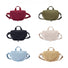 Color palette of the casual crinkle crossbody in burgundy, olive green, black, white, light blue, and khaki.