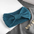 Angled view of Crochect Bow Headband in blue, great for everyday styling and gifting.