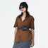 Model wearing the black Crocodile Leather Belt With Pouch, versatile matching for daily wear
