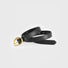 Front view of black Curved Oval Buckle Belt, stylish design for daily wear