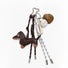 Brown PU leather dachshund bag charm with baseball glove, bat, and ball, on a bone-shaped keyring.