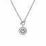 Front view of silver emoti spin necklace showing the toggle clasp and smiley pendant