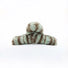 Folded view of Fluffy Striped Hair Claw in mint green , ideal for quick updos and ponytails.