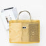 Front view of yellow Googly Eyes Mesh Tote Bag, easy for commuting and weekends.