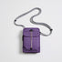 Front view of the vibrant purple grid magnetic utility pouch with water-resistant ripstop nylon.