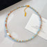 Front view of Ocean Breeze Necklace with Aqua Beads, great for everyday outfits.