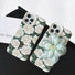 Dark green silicone case with oil painting roses featuring a 3D light green flower detail.