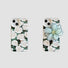 Dark green silicone case with white oil painting roses and a light blue 3D flower accent.