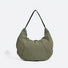 Folded view of Pleated Crescent Shoulder Bag in olive green, easy for commuting and weekends.