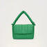 Front view of Puffy Knot Quilted Bag in green, ideal for errands and gifting.