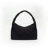 Front view of the black argyle quilted hobo bag with a cloud-like texture.