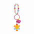 Acrylic rainbow beaded bag charm with a pink "FOR EVER" heart and a colorful smiley sunflower.