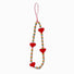 Front view of Rainbow Heart Phone Charm with red hearts and rainbow-striped beads.