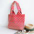 Close-up of Ripple Texture Tote Bag in red, great for everyday carry and travel.