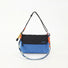 Front view of Blue Rope Play bag styled as an underarm shoulder purse.