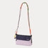 Front view of the lilac Rope Play convertible bag with a long crossbody strap.