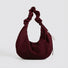Front view of Ruched Strap Suede Hobo Bag in burgundy, ideal for errands and gifting.