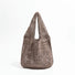 Folded view of Square Pattern Crochet Bag in brown, easy for commuting and weekends.