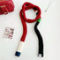 Angled view of Vibrant Colorblocked Skinny Scarf, great for office layering and commuting.