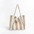Folded view of Wide Stripe Canvas Tote in khaki, great for everyday carry and travel.