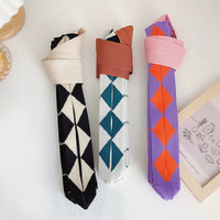 Foldable argyle knit tote bag