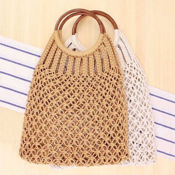 Crochet Handbag With Wooden Ring