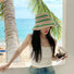 Colored Stripe Foldable Straw Hat