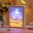 Folded view of Carved Paper Lamp in lovers pattern, easy for parties and everyday use.