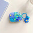 Funda de AirPods con diseño de pintura al óleo de flores en azul