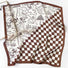 Angled view of a plaid scarf, easy for travel packing and gifting.