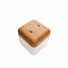 Beech wood cubic timer lamp with OFF face up, showing its simple, creative design and light-diffusing base.