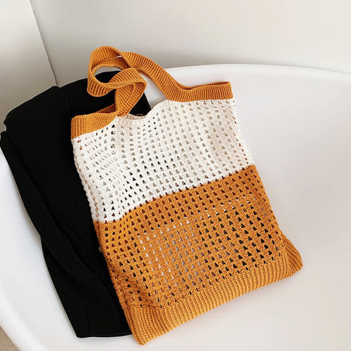 Large Contrast Color Tote Bag